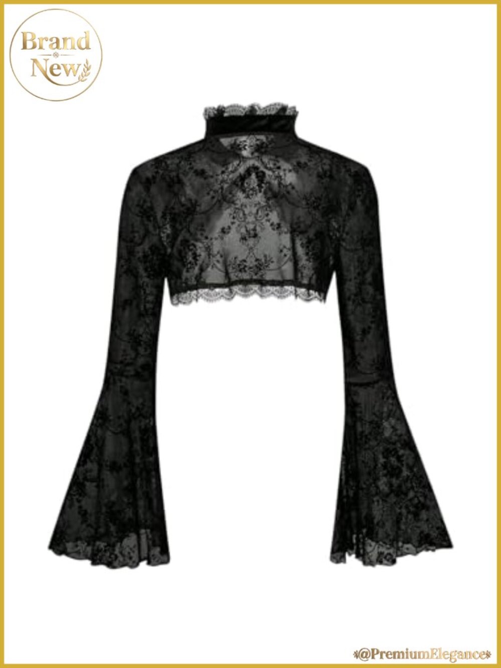 Lace Bell Sleeve Bolero Shrugs Goth Victorian Crop Top Sheer Cover Up Cardigan